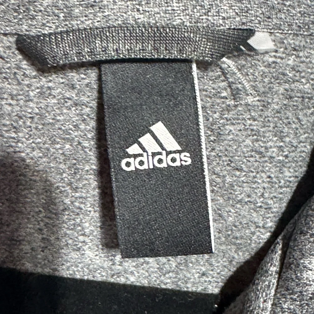 Adidas Heather Gray With Aqua Stripes Full Zip With Pockets Size Large - Picture 3 of 7